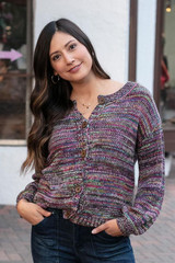 Grace and Lace Button Up Sweater - Multi