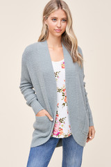 Staccato Waffle Texture Sweater Cardigan - Lt. Charcoal