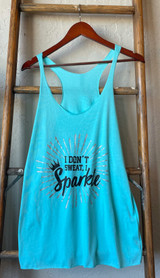 I Don't Sweat, I Sparkle Graphic Tank Top - Cancun Blue