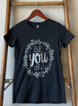 Be-YOU-tiful Graphic Tee - Heather Black (Silver Print)