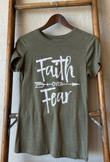 Faith Over Fear Graphic Tee - Heather Military Green