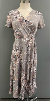 Chris & Carol Floral Wrap Dress - Grey