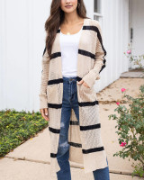 Grace and Lace Striped Dolman Duster - Natural/Black