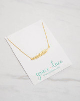 Grace and Lace Feather Necklace - Gold