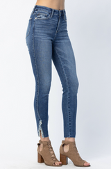 Judy Blue - Edinburg High Rise Split Hem Skinny- Plus  Sizing