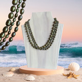 Saltwater Pearls Oval 3-Strand With Magnetic Clasp - Green