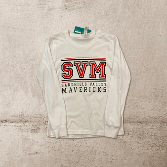 Mavericks Bella Airlume Long Sleeve Tee - SVM logo - White XS Adult