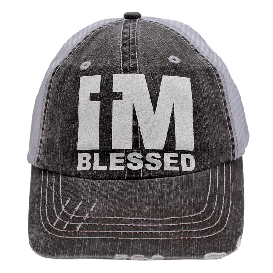 I'm Blessed Trucker Cap - Distressed Gray