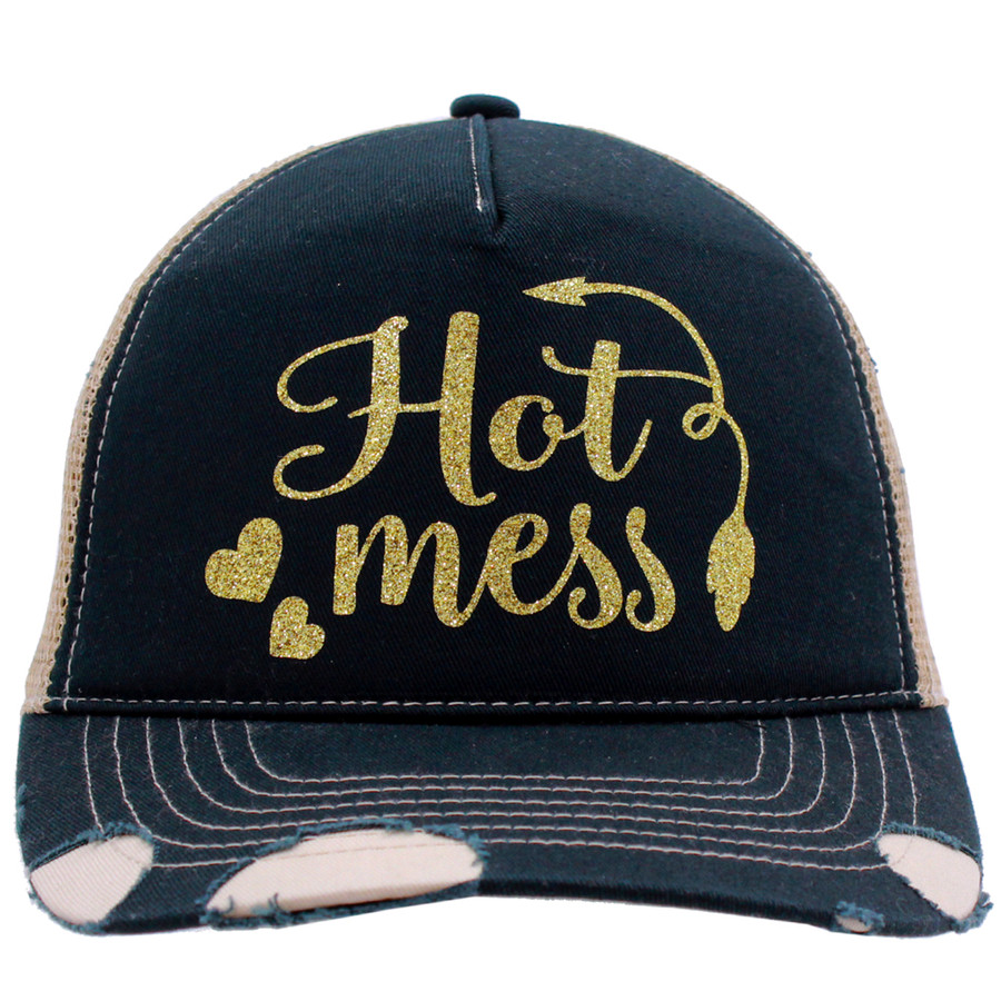 Hot Mess Trucker Cap - Distressed Black