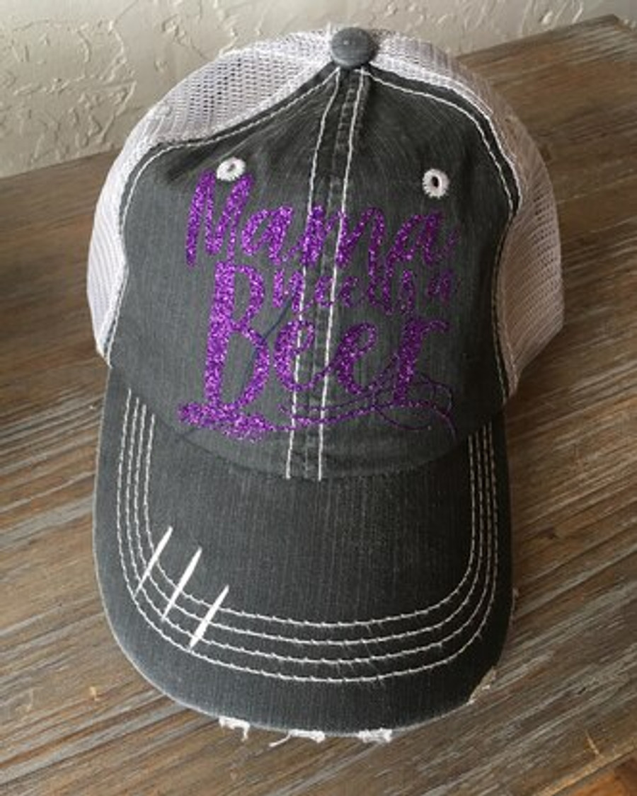 Signature Collection - Mama Needs a Beer Trucker Cap (Dark Purple) - Distressed Grey