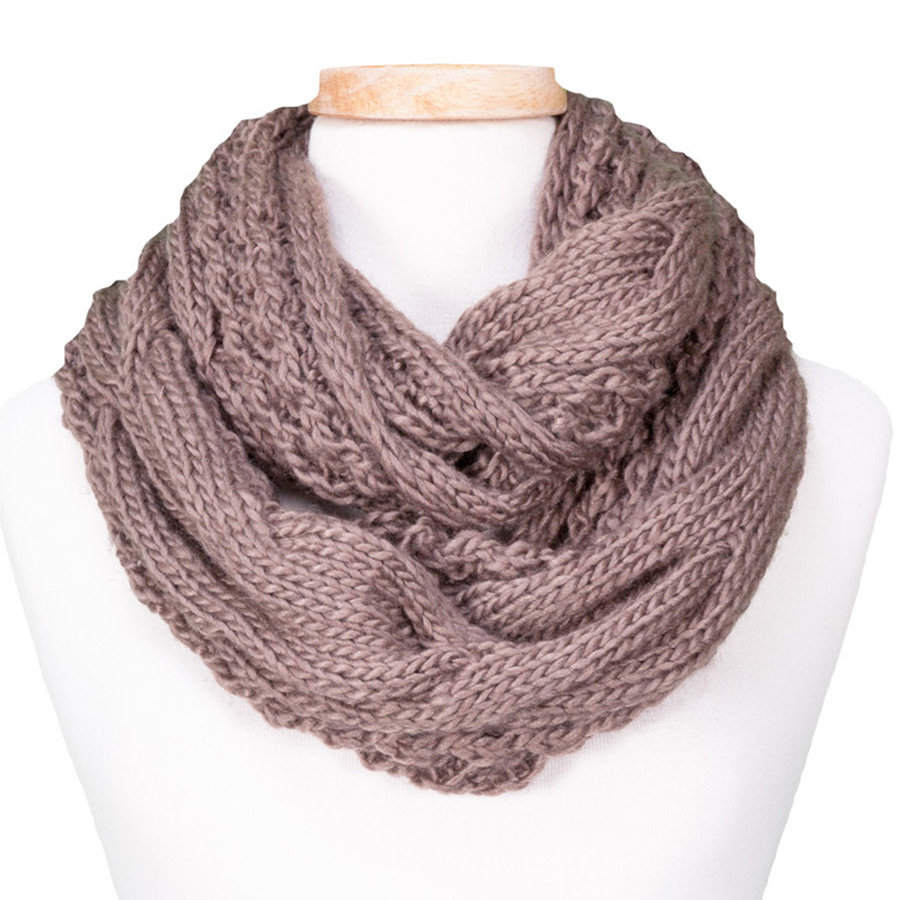 Tickled Pink Knit Winter Infinity Scarf - CAN650 - Toupe