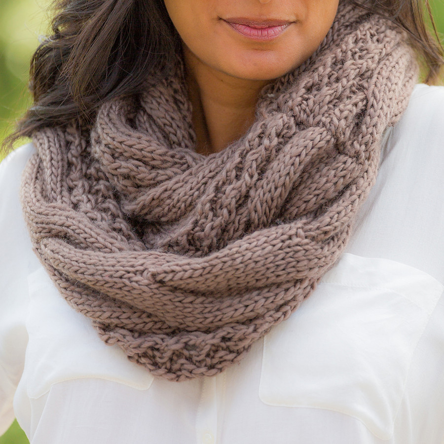 Tickled Pink Knit Winter Infinity Scarf - CAN650 - Toupe