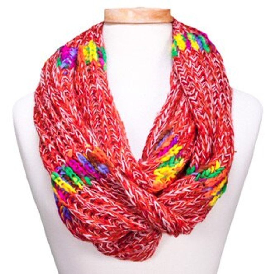 Tickled Pink Knit Winter Infinity Scarf -WIN749-Rust