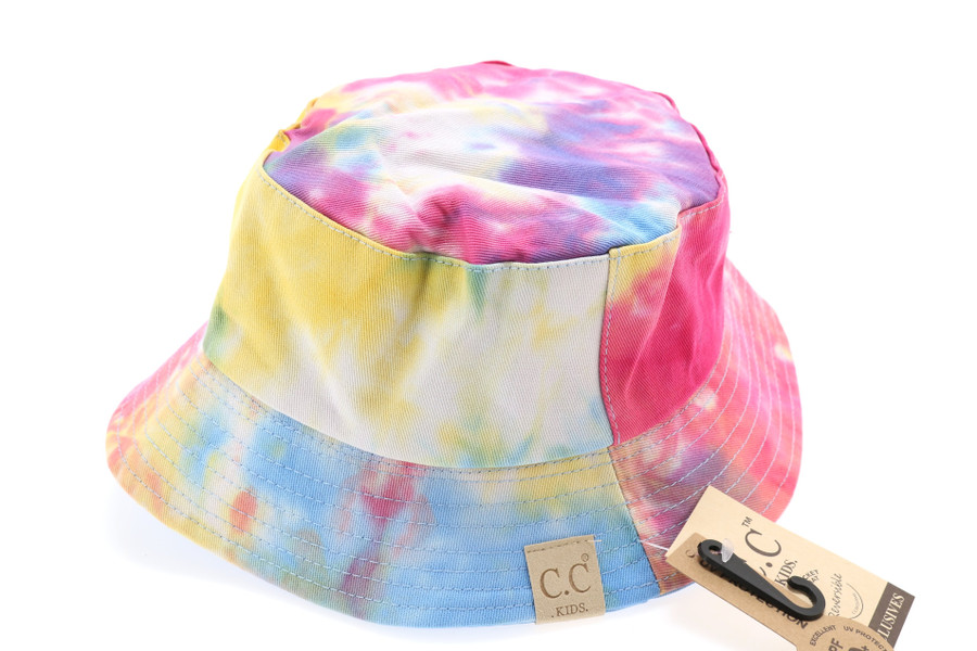 Kids Tie Dye Reversible CC Bucket Hat - Hot Pink/Lt. Blue