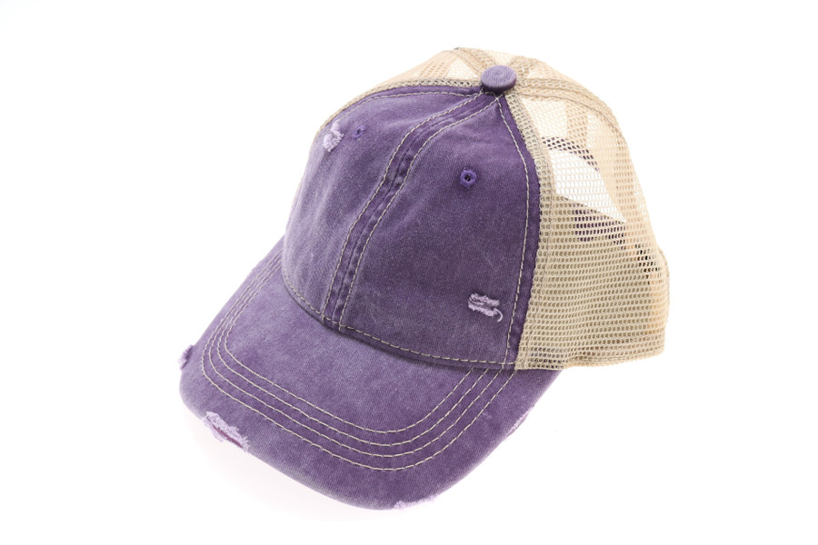 Washed Mesh Back Cotton Classic CC Ballcap - Violet