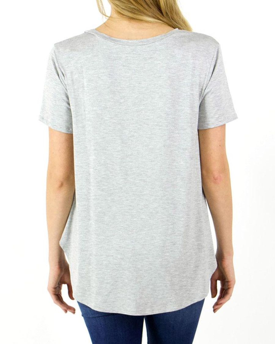 Grace and Lace Perfect Pocket Tee - Heather Grey