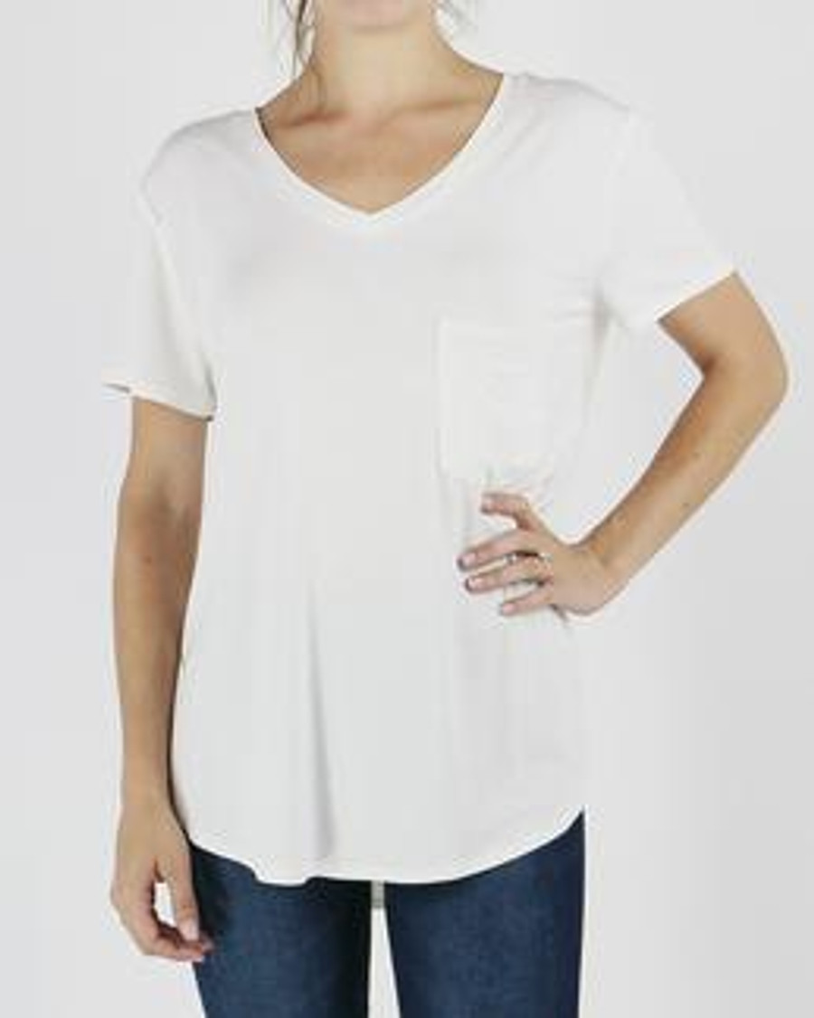 Grace and Lace Perfect Pocket Tee - Ivory