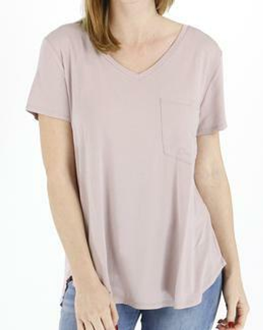 Grace and Lace Perfect Pocket Tee - Dusty Blush