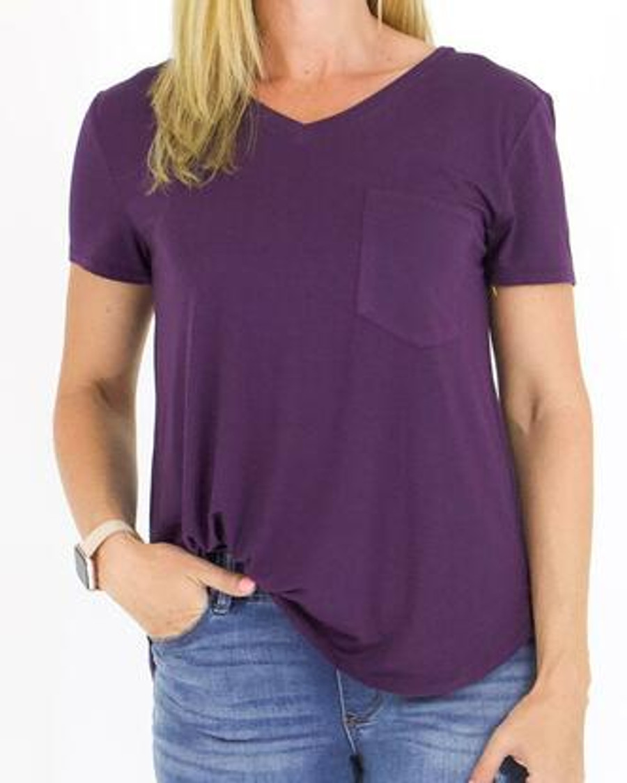 Grace and Lace Perfect Pocket Tee - Acai