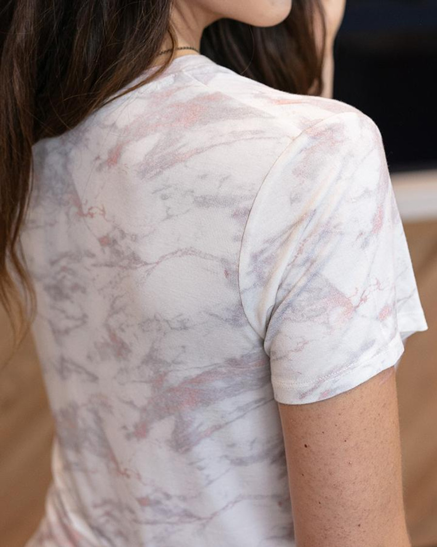 Grace and Lace Perfect V-Neck Tee in Fashion Prints - Blush Marble