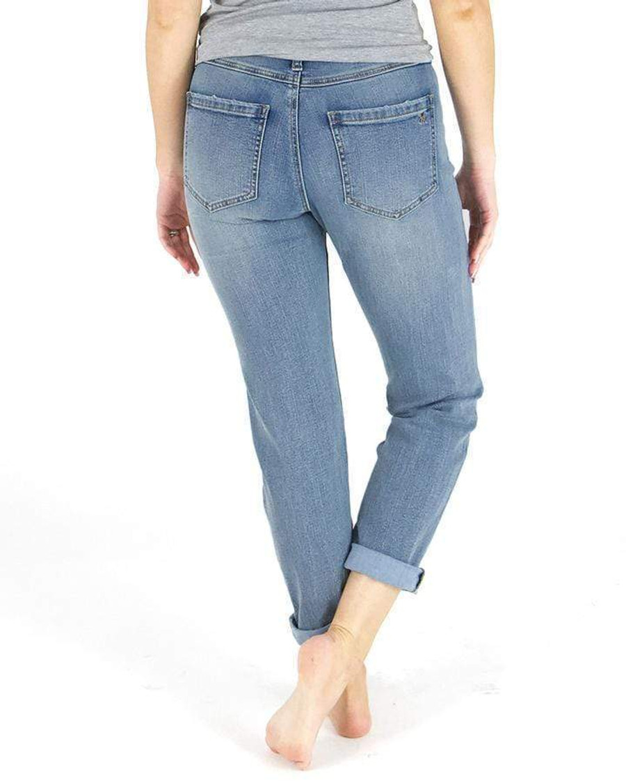 Grace and Lace Favorite Girlfriend Jeans - Distressed - Mid Wash