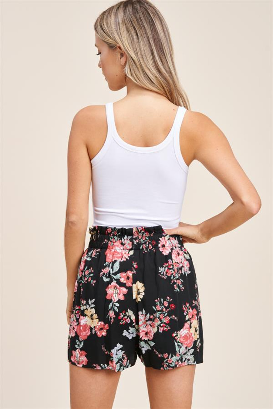 Staccato Floral Print Short - Black
