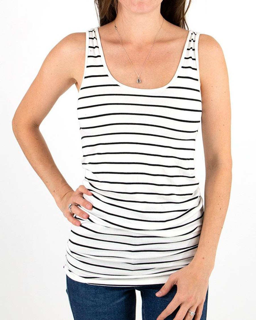 Grace and Lace Reversible Easy Fit Perfect Fit Tank - Ivory/Black Original Long