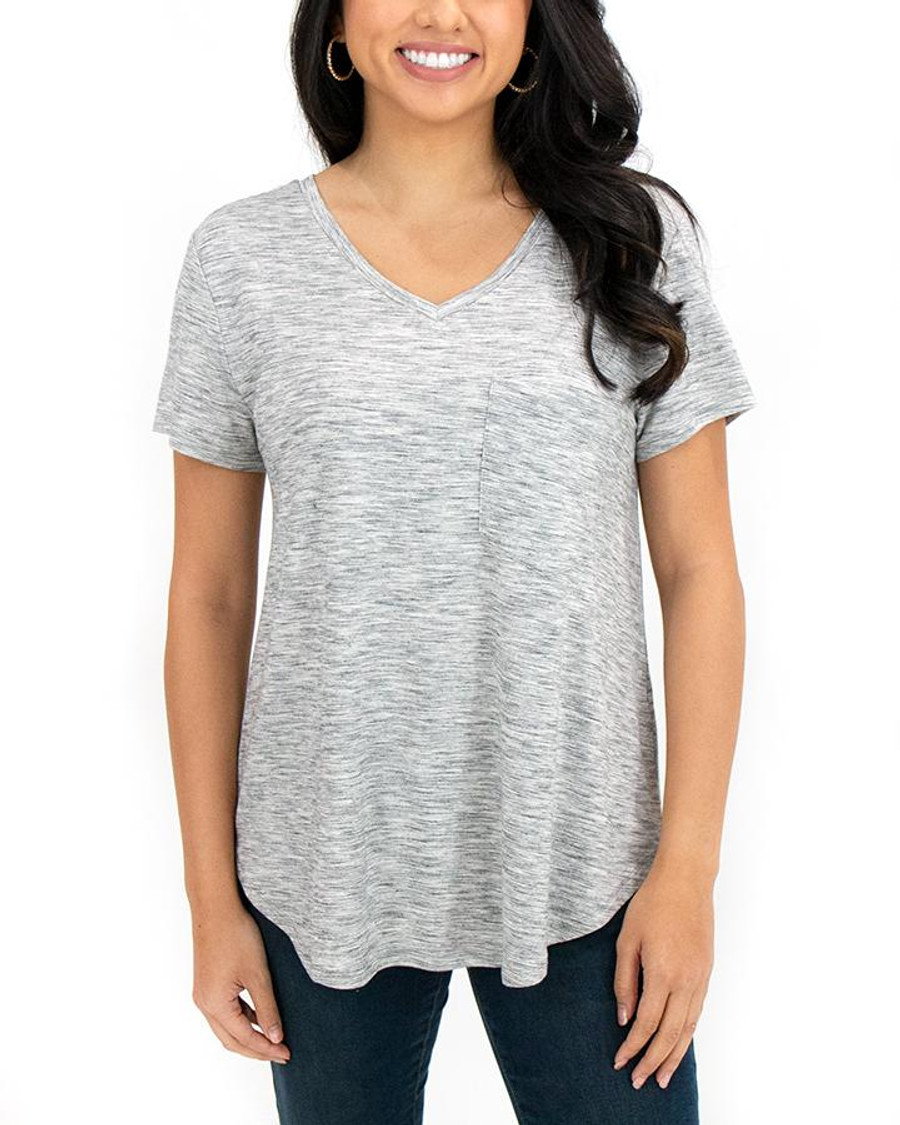 Grace and Lace Perfect Pocket Tee - Salt & Pepper