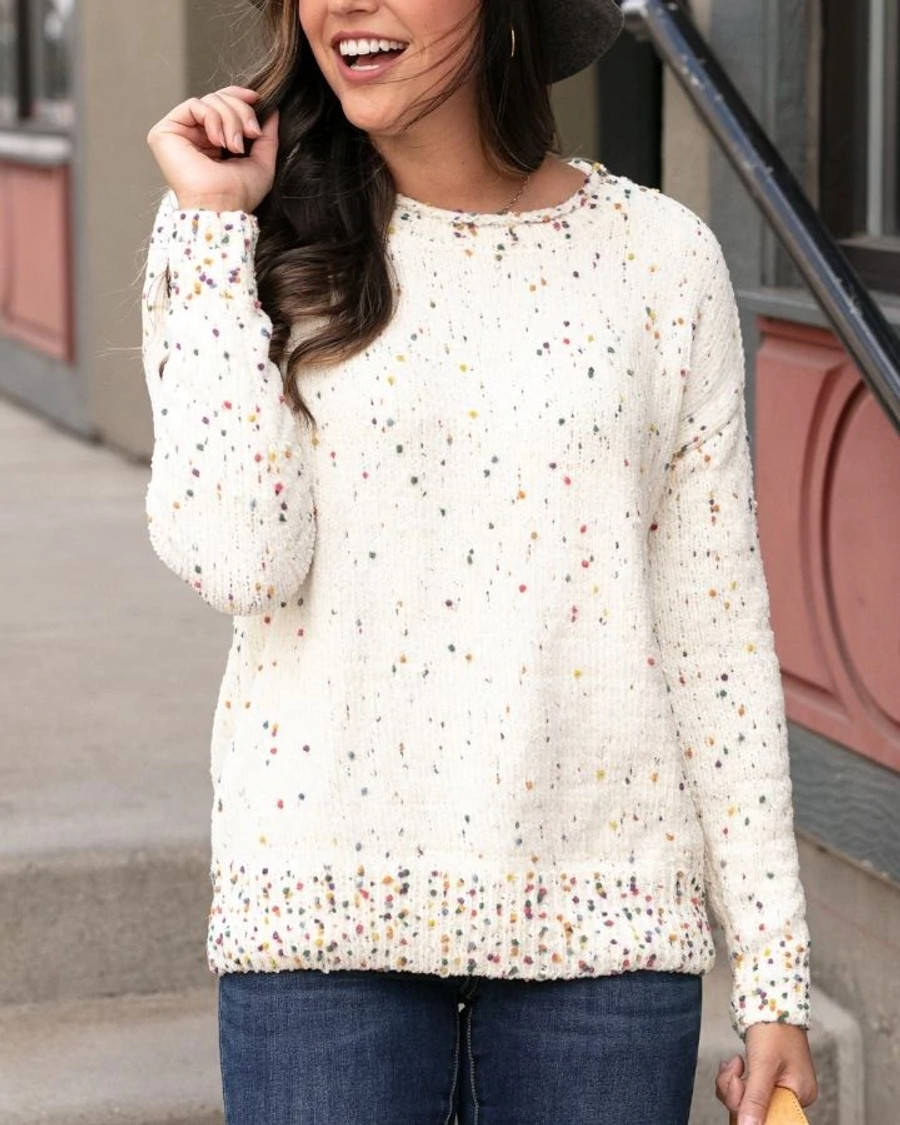 Grace and Lace Confetti Sweater - Ivory Multi