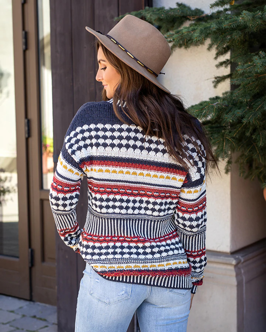 Grace and Lace Intarsia Sweater - Multi-Stripe