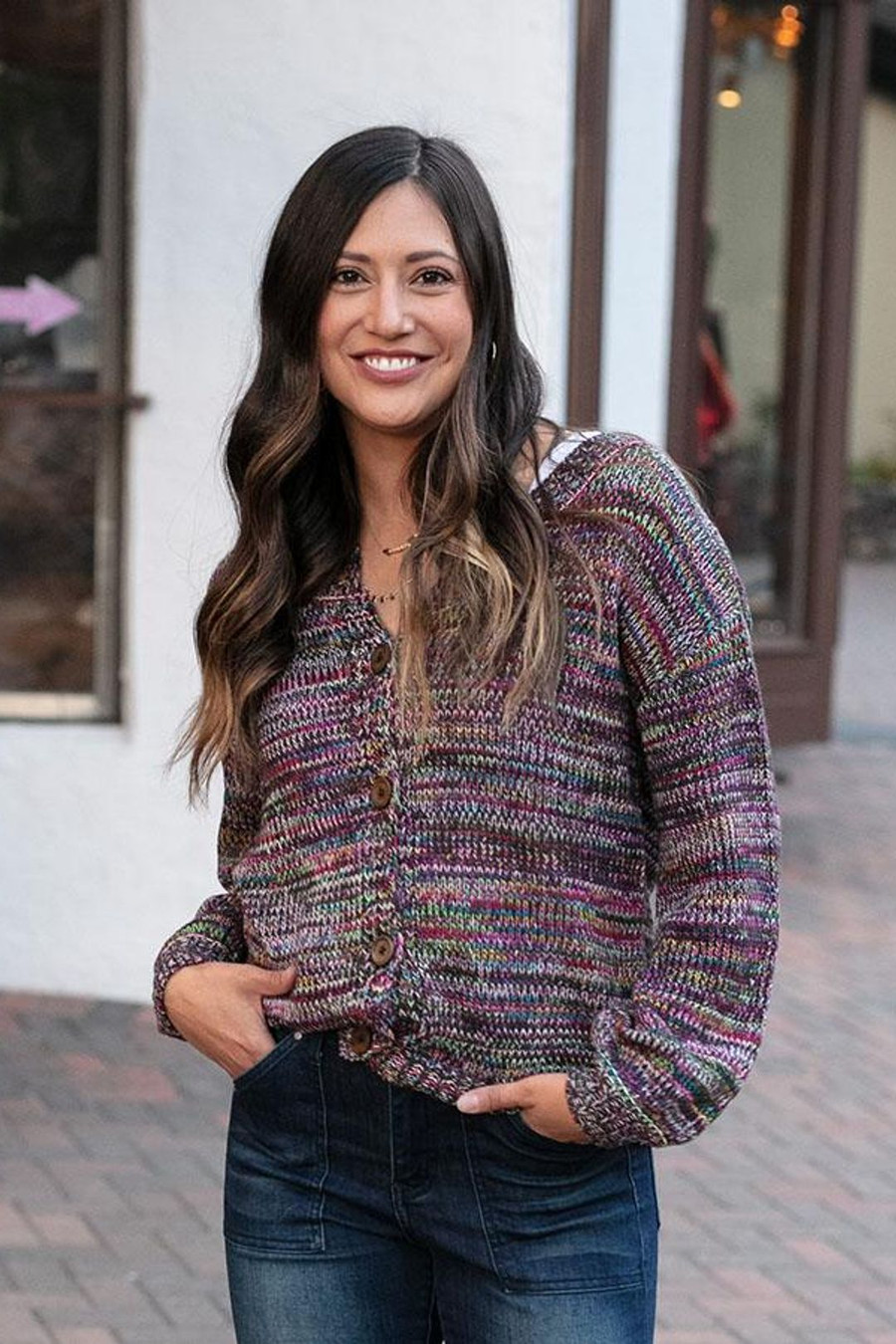 Grace and Lace Button Up Sweater - Multi