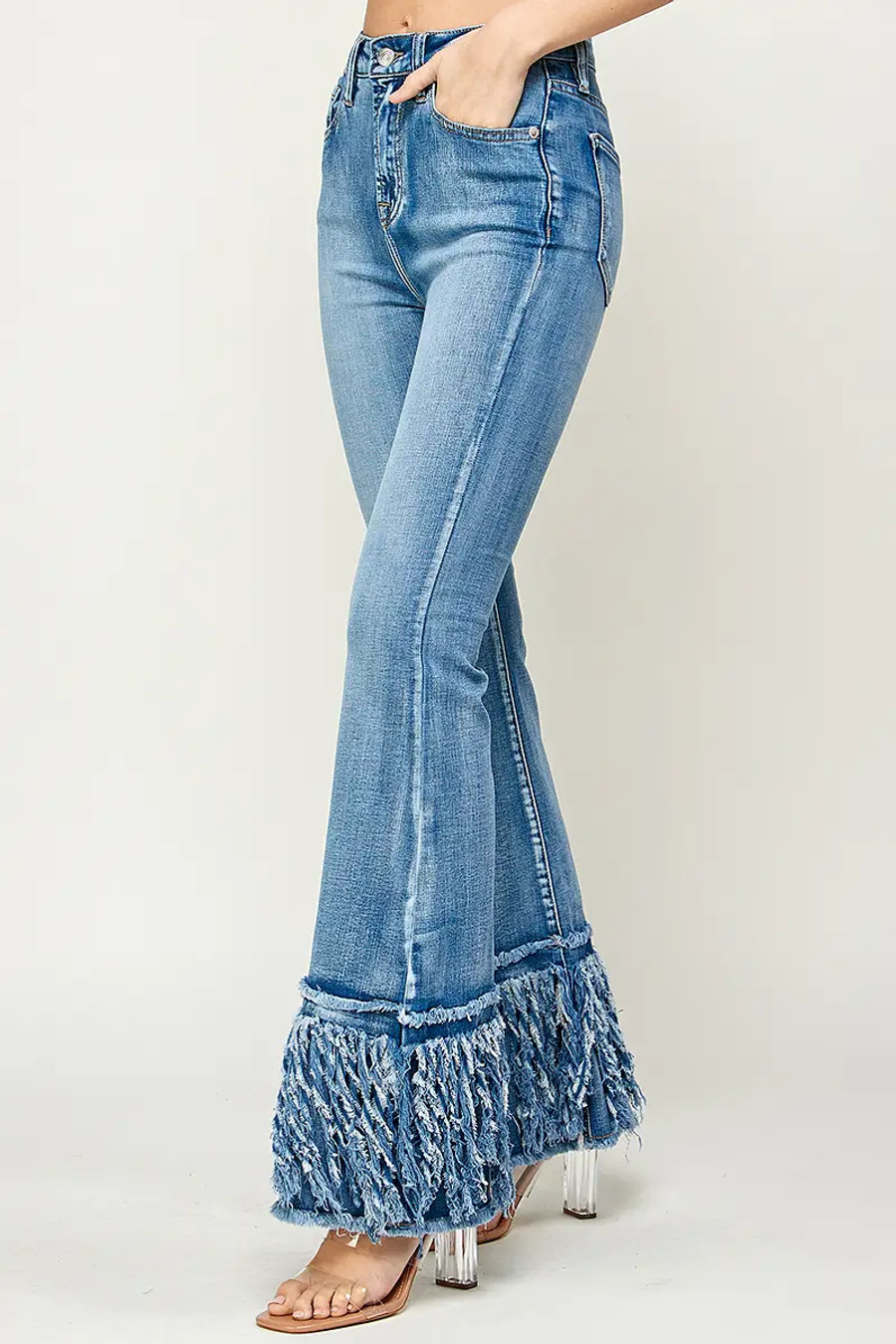 I&M Jeans - High Rise - Frayed Flare - Medium Wash