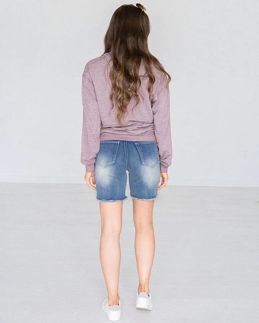 Grace and Lace Distressed 7” Shorts - Midwash