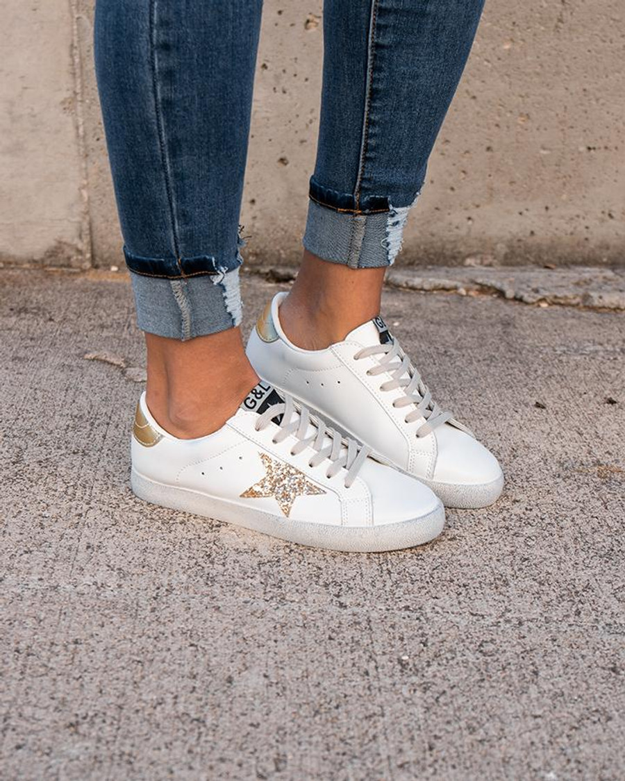 Grace and Lace Star Sneakers - Gold