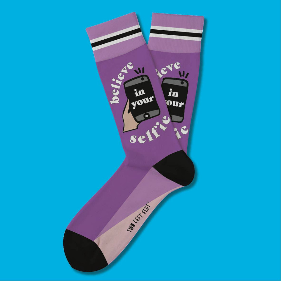 BELIEVE IN YOUR SELFIE EVERYDAY NOVELTY SOCKS