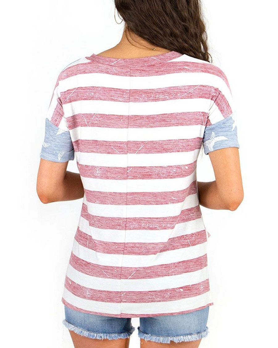 Grace and Lace Perfect Crew Graphic Tee - American Flag