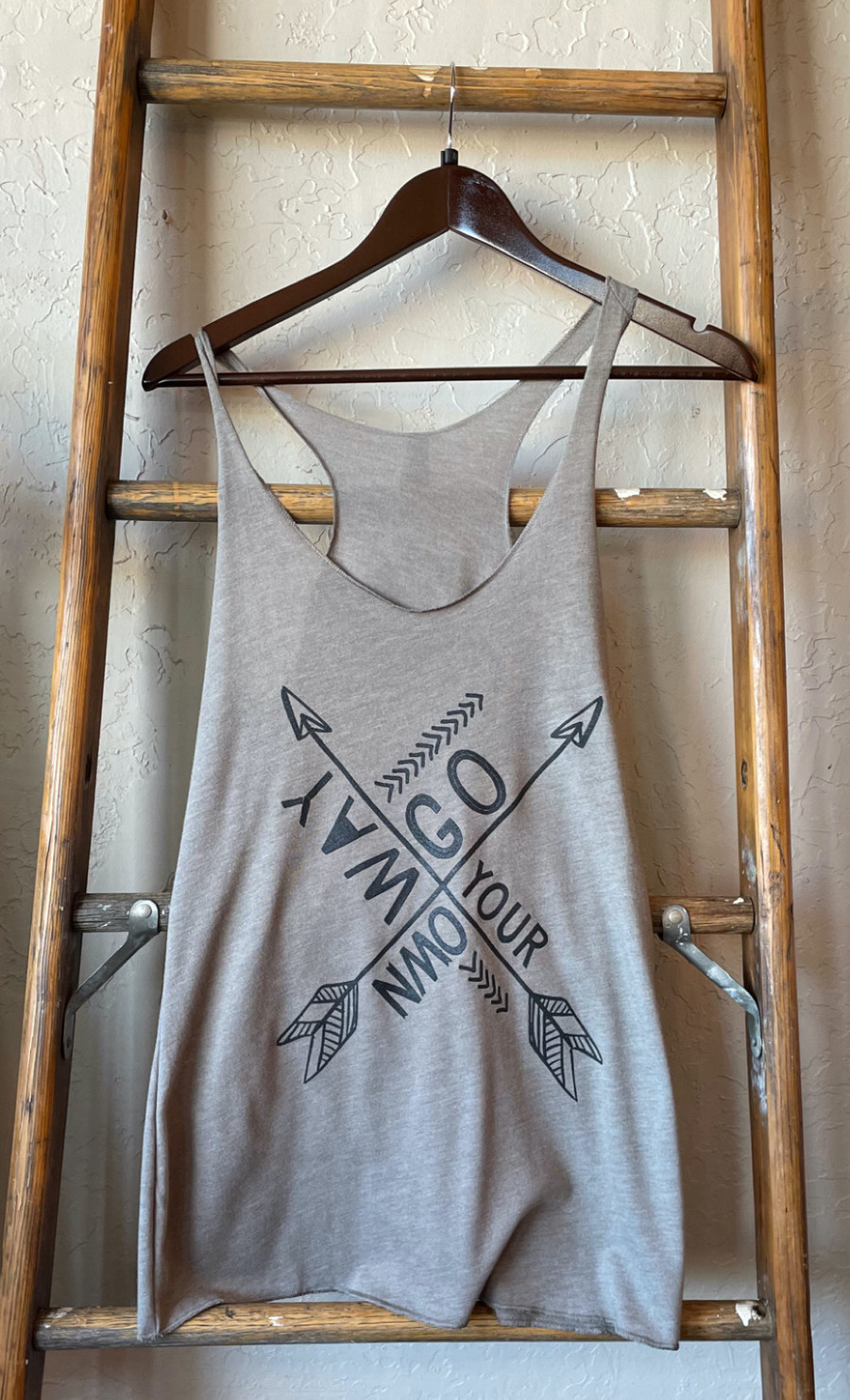 Go Your Own Way Graphic Tank Top - Heather Light Brown