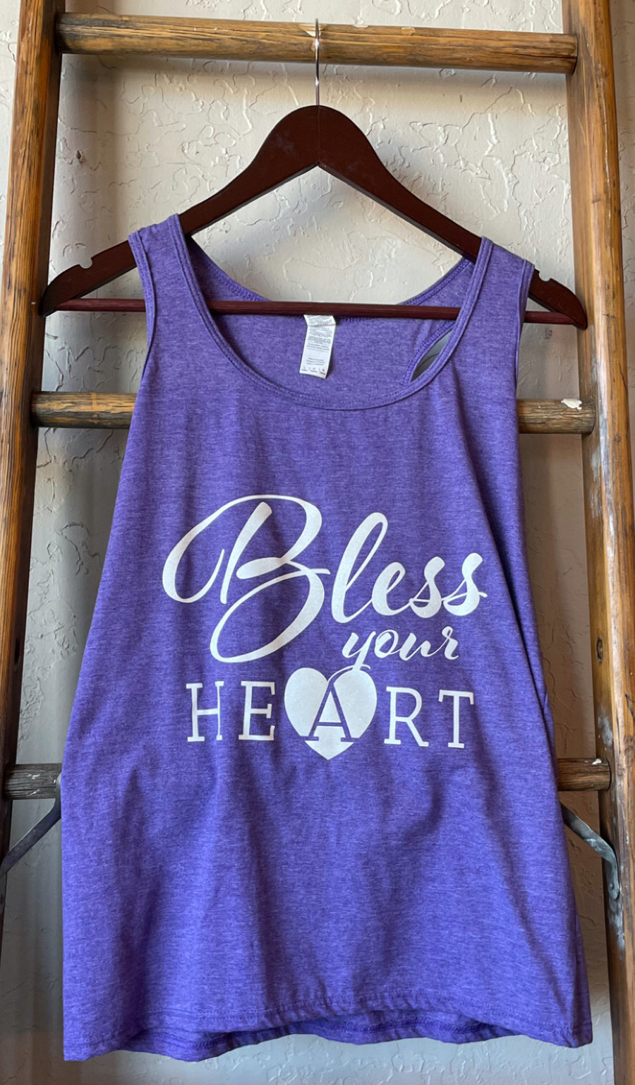 Bless Your Heart Graphic Tank Top - Heather Purple