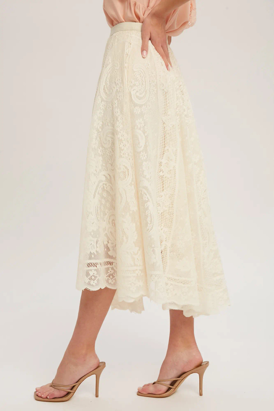 Lace Tulle Midi Skirt