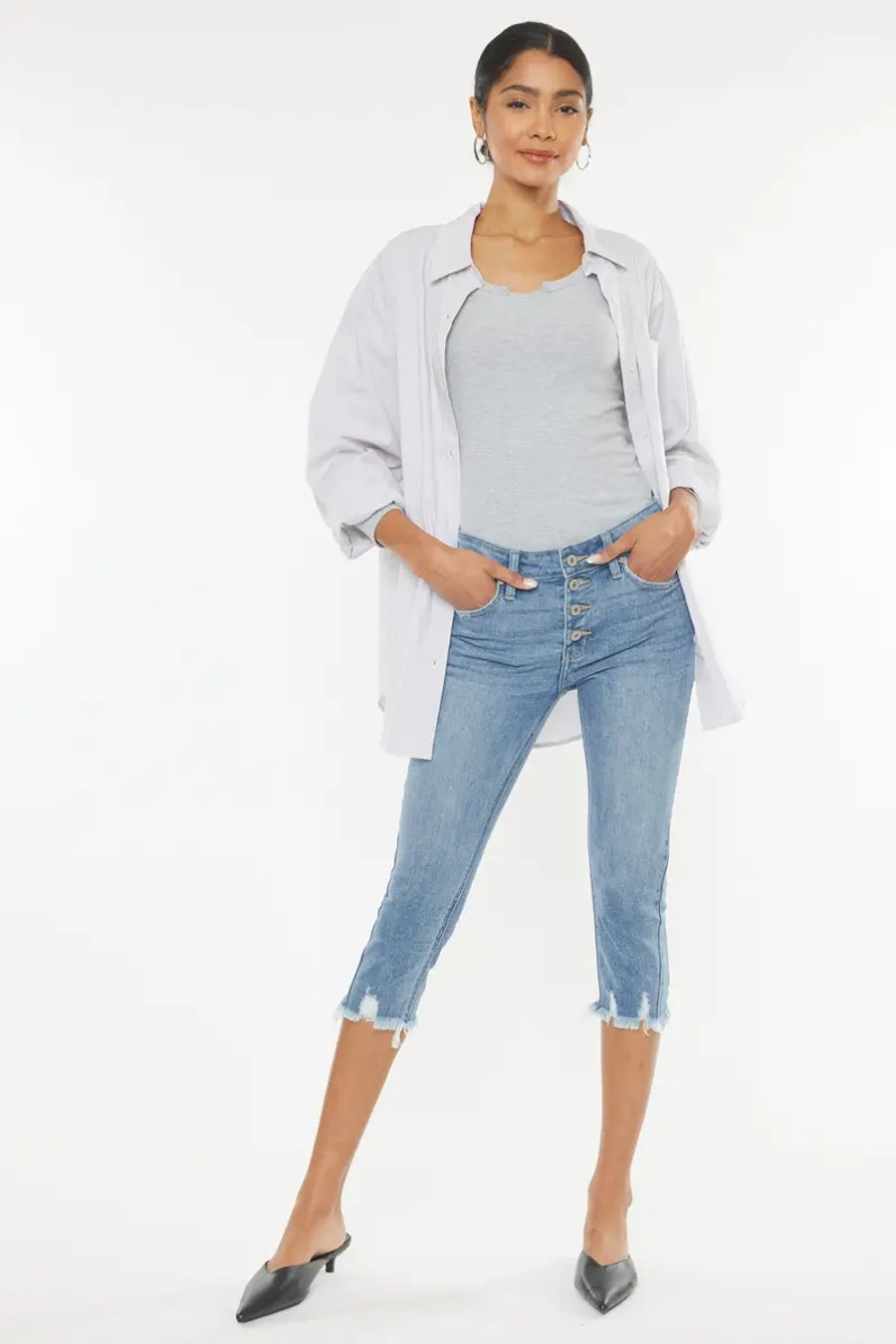 KanCan Mid Rise Capri Jean/Denim - Medium Wash