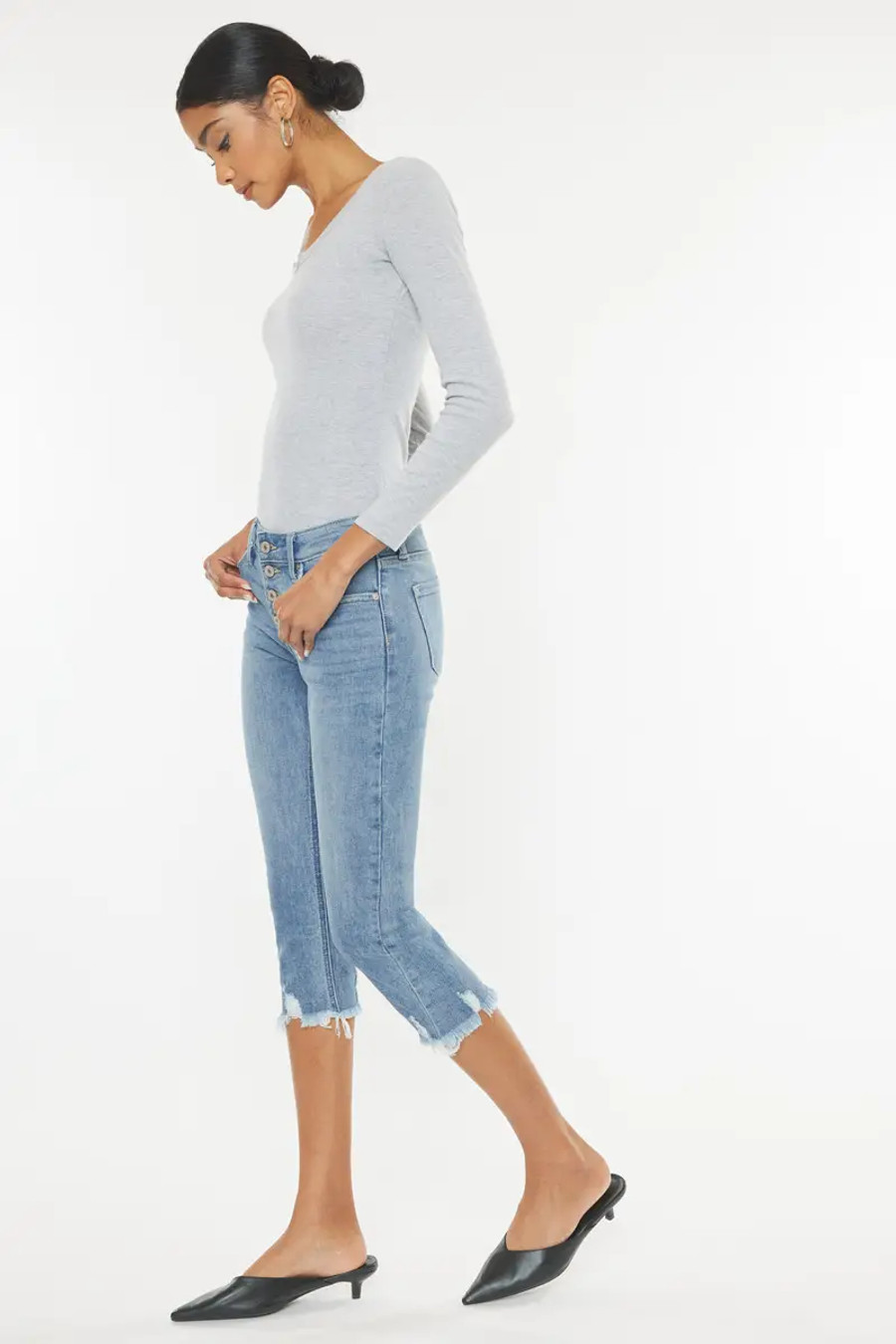 KanCan Mid Rise Capri Jean/Denim - Medium Wash