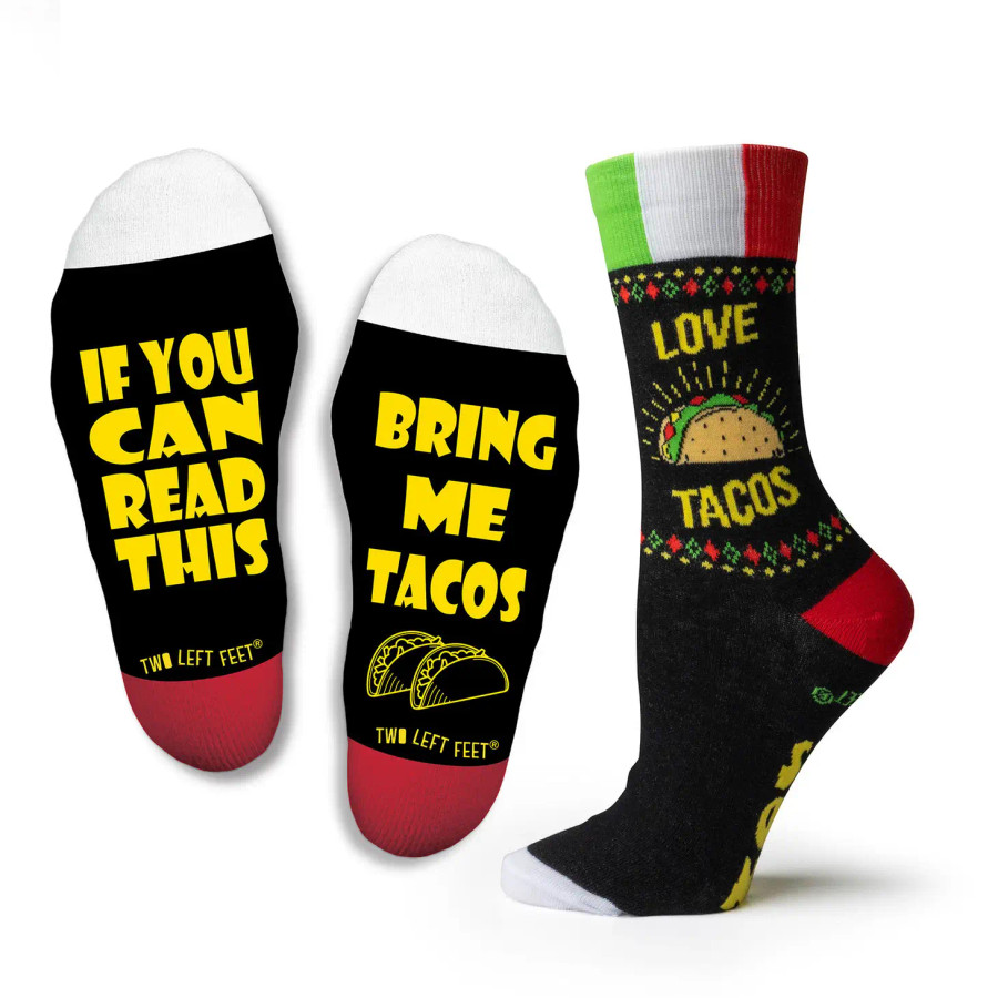 IF YOU CAN READ THIS …..Bring Me Tacos NOVELTY SOCKS