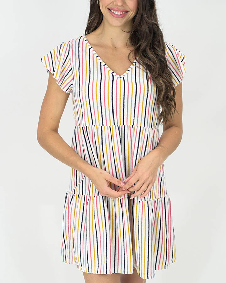 Grace and Lace- Beach Terry Dress in Multi Stripe