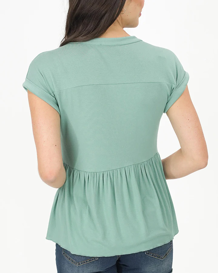 Grace and Lace- Crepe Peplum Top- In CaBana