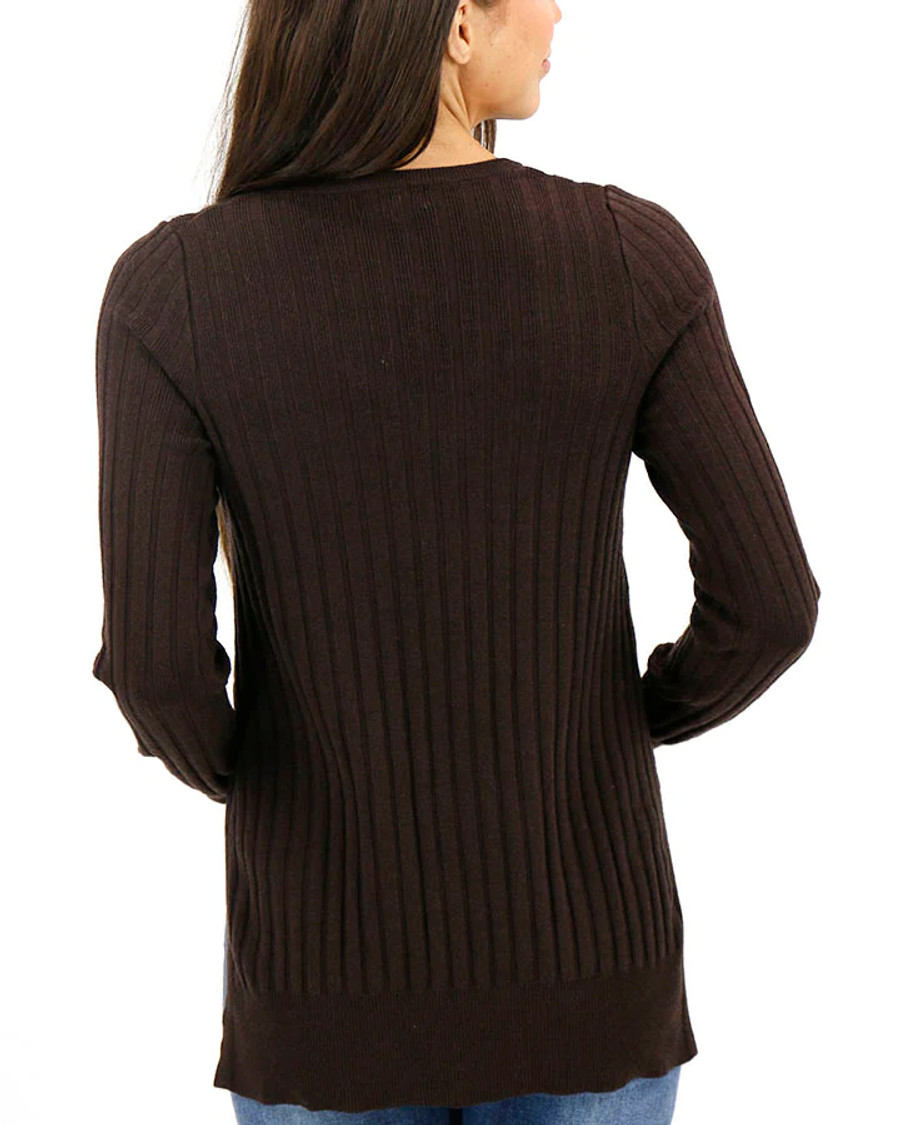 Grace and Lace- Everyday Ribbed Layering Sweater in Chocolate