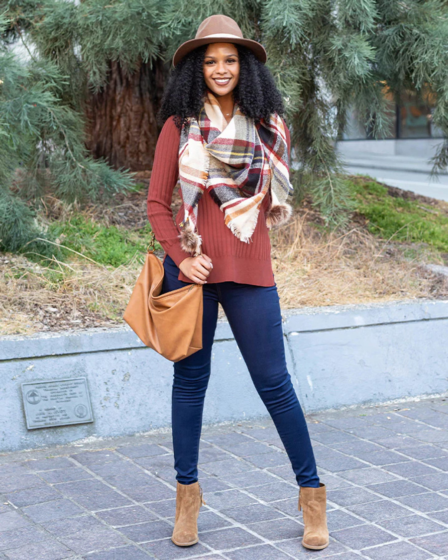 Grace and Lace- Everyday Ribbed Layering Sweater in Paprika