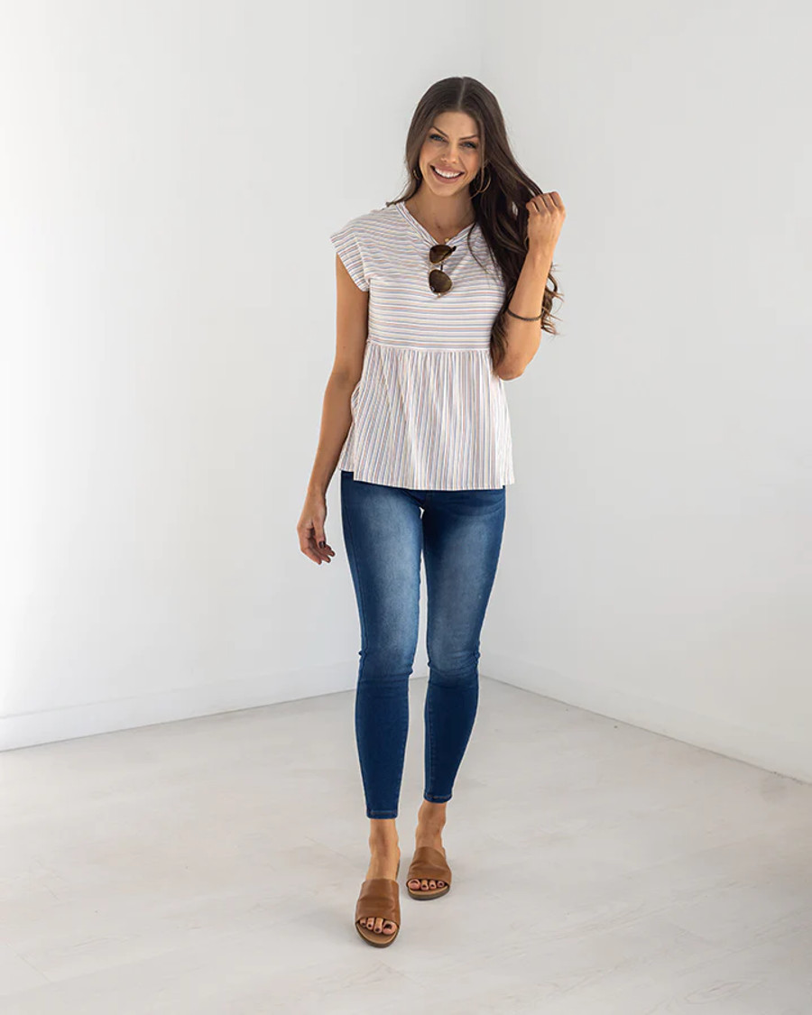 Grace and Lace- Baby Doll Tee in Multi Striped