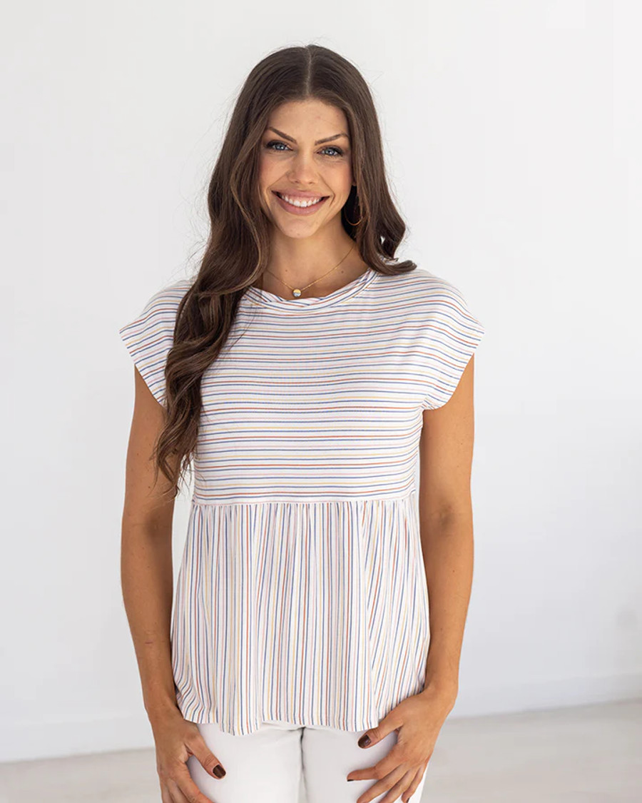 Grace and Lace- Baby Doll Tee in Multi Striped