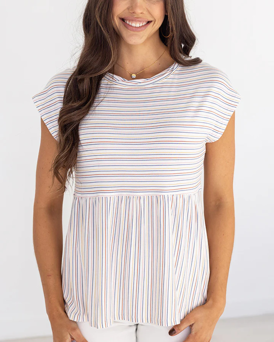 Grace and Lace- Baby Doll Tee in Multi Striped