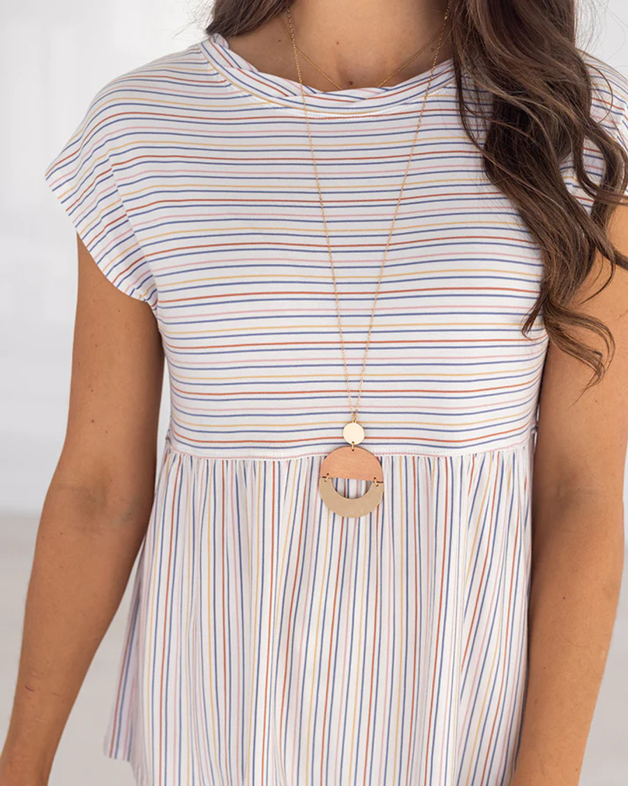 Grace and Lace- Baby Doll Tee in Multi Striped